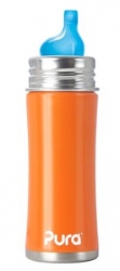 Pura kiki Kojenecká lahev nerezová 325 ml - pítko 6+ oranžová 
