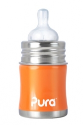 Pura kiki Kojenecká lahev nerezová 150 ml oranžová 