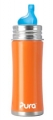 Pura kiki Kojenecká lahev nerezová 325 ml - pítko 6+ oranžová 